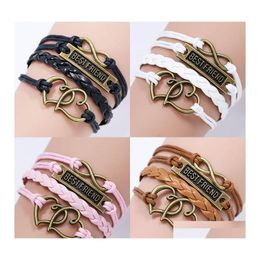 Charm Bracelets Friend Bff For Women Men Vintage Love Heart Infinity Braided Leather Rope Wrap Bangle Fashion Friendship Jewelry Gif Ot8X5