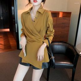 Women's Blouses Film Coat Irregular Small Unlined Upper Garment To Spring The High Quality Satin Women Long Sleeve Shirt