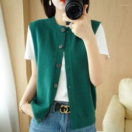 Women's Tanks Women's V-neck Cashmere Vest Sweater Sleeveless Buckle Cardigan Pullover Loose Big Knitted