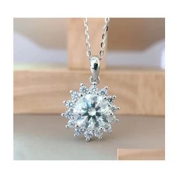 Pendant Necklaces Trendy 925 Sterling Sier 4Ct D Colour Moissanite Sunflower Necklace Women Jewellery Plated White Gold Pass Diamond Dr Dhudo