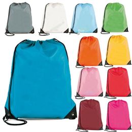 Storage Bags Portable Polyester Drawstring School Book Bag Waterproof Backpack Boys Girls Kids Rucksack Adult Gym PE Kit Sack Dance Fashion