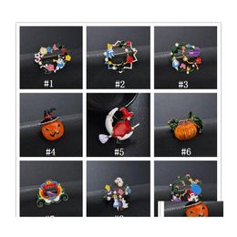 Pins Brooches Halloween Enamel Cartoon Witch Pumpkin Car Lapel Brooch Badge Pin For Women Men Kids Fashion Jewellery Accessories Drop Otbfc