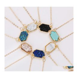Pendant Necklaces Fashion Resin Stone Jewelry For Women Gold Plated Geometry Imitation Necklace Girls Drop Delivery Pendants Otg5N