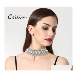 Pendant Necklaces Selling Fashion Fl Rhinestone Necklace Choker Women Arrive Short Statement Collier Femme Neck Wholesale Drop Deliv Ot2Du