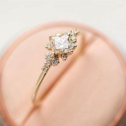 Wedding Rings Fashion Women Size 6-10 Tiny Crystal Ring Gold Color Dainty Stackable Gift Party
