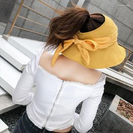 Berets Summer Empty Top Class Put Horsetail Bow Sunscreen Sun Shade Fisherman Hat Female Outdoor Travel Whitening