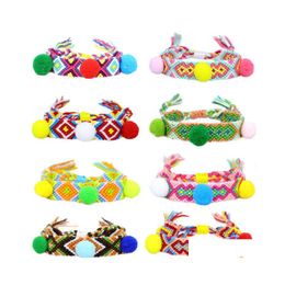 Charm Bracelets Handmade Pompom Weave Fashion Hand Jewelry Braid Rope Bohemia Ethnic Friendship Bangle Gifts For Women Q575Fz Drop De Dhgpi