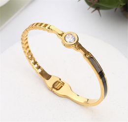 Link Bracelets Roman Numerals Titanium Inlaid Zircon Fashion OL Wave-shaped Bracelet Hundred Matching With Stainless Steel Jewelry