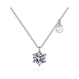 Pendant Necklaces Iced Moissanite Freshwater Pearl Necklace Women 925 Sterling Sier 6 Prong Platinum Pass Testerpendant Drop Deliver Dhxp5