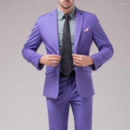 Men's Suits 2023 Formal Casual Men Suit Wedding Groom Wear Slim Fit For Purple Color Tuxedo Jackets Blazer Coat Pants 2 Piece