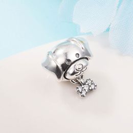 925 Sterling Silver Pet Dog & Bone Dangle Bead Fits European Jewelry Pandora Style Charm Bracelets