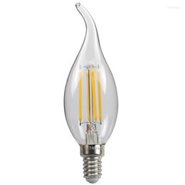 Home C35 Retro Bulb Pull Tail Tip Crystal LED Filament 220-240V 4W E14 E12 Screw Decoration