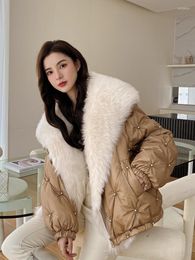 Women's Fur Vintage 2023 High-End Real Collar Coats Hooded Natural Long Parkas Female Clothes AQ04