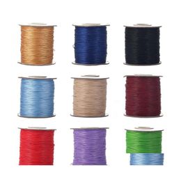 Cord Wire Fashion 90 Meters 0.5Mm Wax Rope Blue Red Green Thread String Strap Ribbon Tag Line For Bracelet Jewelry Making Drop Del Ot1Ok