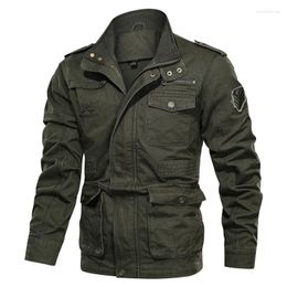 Men's Jackets Autumn Men Spring Cargo Jacket Multi-Pocket Outdoor Military Style Loose Outerwear Large Size Coat Male