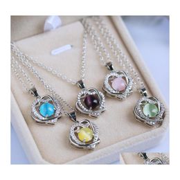 Pendant Necklaces Moonstone Heart Necklace 5 Colours Top Class Zircon Fashion Crystal For Girls Women Party Jewellery Drop Delivery Pend Otgse