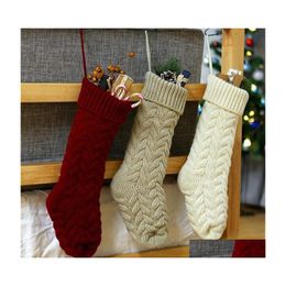 Christmas Decorations Sock Gift Bag Home Knitted Wool Hanging Decoration Highgrade Knitting Xmas Socks Candy Drop Delivery Garden Fe Dhnmo