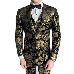 Мужские костюмы мужчины роскошные барочные бархатные бархатные костюмы Slim Fit Mariage Homme 2023 Pram Pram Prom Suit 3 кусочки для брюк.