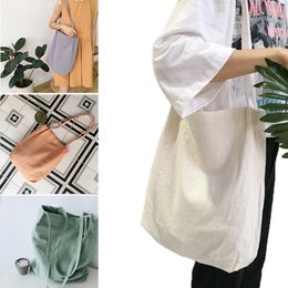 Evening Bags Cotton Fabric Shoulder Bag Solid Colour Simple Eco Soft Handbag Casual Durable Totes Reusable Fashion Foldable Women Shopping