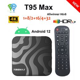 T95 MAX 6K TV Box Android 12 Allwinner H618 4GB RAM 32GB ROM 2.4G 5G Dual Band Wifi 4K Set top box Media Player with BT PK TX3