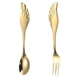 Dinnerware Sets Spoons Stainless Steel Flatware Fork Silverware Serving Forks Set Metal Utensils Spoon Gold Appetizers Service Portable