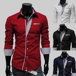 Mens Casual Shirts Fashion Men Casual Shirts Stripe Spring Autumn Slim Fit Long Sleeve Shirt Man Male White Shirt Tops Mens Clothing 230114