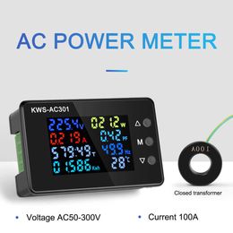 8 in 1 Multifunction AC 50-300V 0-100A Voltmeter Ammeter KWS Power Energy Metre LED Digital Wattmeter Electric