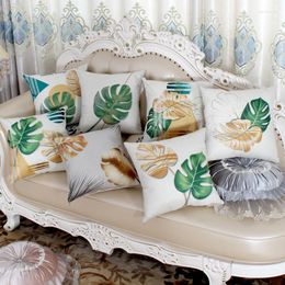 Pillow 45x45cm Tropical Plants Printed Sofa Cover Cotton Linen Home Living Room Chair Seat Decor