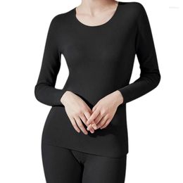Pillow Thermal Underwear For Women Long Sleeve Round Neck Set Stretchy Fitted Johns With Top Bottom