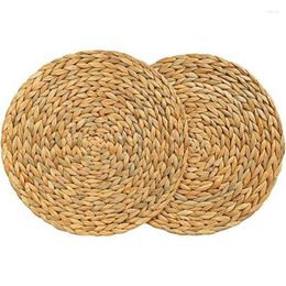 Table Mats 35cm Natural Water Gourd Woven Placemat Round Rattan Mat Pad Green Tropical Wedding