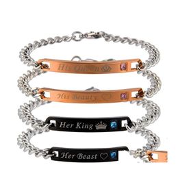 Charm Bracelets Titanium Steel Her King His Queen Beast Beauty Lettering Crown Love Couple Bangle For Men Women S Fashion Jewelry Dr Ot925