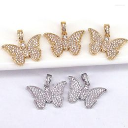 Pendant Necklaces 10Pcs Charms Crystal Zircon Butterfly Copper CZ Cubic Pave Insect For Jewelry Making Accessories