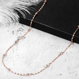 Chains 2mm Thin Marina Link Chain 585 Rose Gold Necklace For Women Girls Woman Jewellery Wholesale Valentines Gifts 50cm 60cm CN18Chains