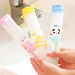 Bath Accessory Set Toothbrush Tube Cover Travel Hiking Camping Holder Cartoon Box Protect Case