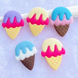 Decorative Figurines 10/20pcs Cute Little Ice Cream PVC Flexible Glue Flat Back DIY Scrapbook Embellishment Phone Craft Decoration E23