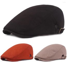 Berets Men Cotton Solid Color Golf Beret Flat Hat Driving Caps Outdoor Sboy Hats HATCS0439