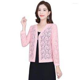Women's Knits High-end Fashion Lace Cardigan Thin Coat In Spring Summer And Autumn Middle-aged Women Are Slim Wear Sunscreen Outside