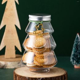 Gift Wrap Clear Glass Storage Jar Christmas Tree Decorative Wedding Festive Candy Cookies Jars Snack Living Room Organizer Decoration