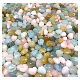 Stone 15X16X9Mm Aquamarine Morganite Quartz Crystal Heart Ornament Healing Reiki Beads For Jewellery Making Diy Gift Decoration Drop De Dhulv