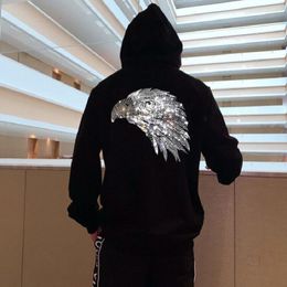 Men's Hoodies 2023 Product Autumn Pullover Warm Top Shiny Diamond Pattern Hoodie High Quality Gym Jacket