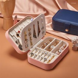 Jewelry Pouches Portable Box Two Layers Earring Ring PU Leather Storage Case Travel Display Holder Girly Plot