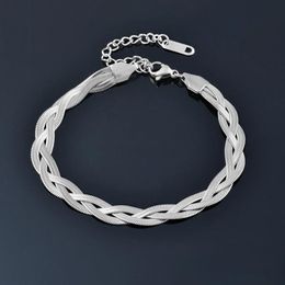 Link Bracelets Chain Punk Braided Three Layers Stainless Steel For Women Gold Silver Colour On Hand Jewellery 2023 212 LK6Link