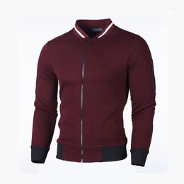 Men's Hoodies Sweatshirts Autumn Winter Casual Stand Collar Streetwear Male Zipper Plaid Jacquard Sportswear Jacket Trendy Youth Jersey