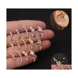 Dangle Chandelier Piercing Moon Star Stud Earrings For Women Jewelry Fashion Small Zircon Earring Ear Cuff Accessories A93Z Drop De Dhey1