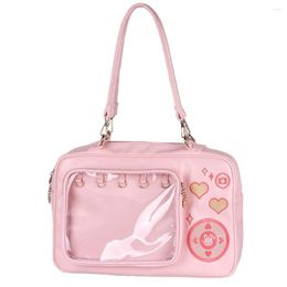 Bolsas de noite rosa 3ways lolita kawaii câmera amor coração transparente jk ombro bolsa de bolsa feminino estudante escola fofa japão