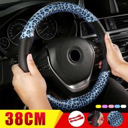 Steering Wheel Covers 5 Colour Leopard Print Car Cover DIY With Needle Thread Set Non-slip Soft Microfiber Leather Easy