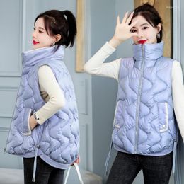 Women's Trench Coats Winter Korean Fashion Cotton Warm Jacket Women's Loose Vest Quilted Sleeveless