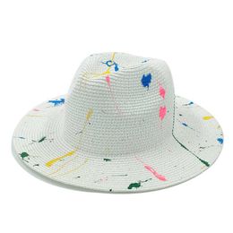 Wide Brim Hats Straw Hat For Women Summer Fedoras Pigment Sequin Spot Diamond Design Vacation Tavel Beach Sun HatWide