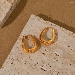 Hoop Earrings BOAKO Glamour Metal Geometric Texture Gold Plated Statement Party Gifts Jewellery Bijoux Femme For Women