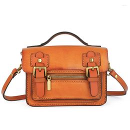 Evening Bags Vintage Vegetable Tanned Leather Handmade Cowhide Bag Shoulder Women's Fashion Messenger All-match Small